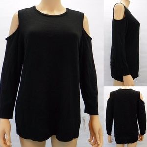 NY Collection 3/4 Sleeve Cold Shoulder Sweater